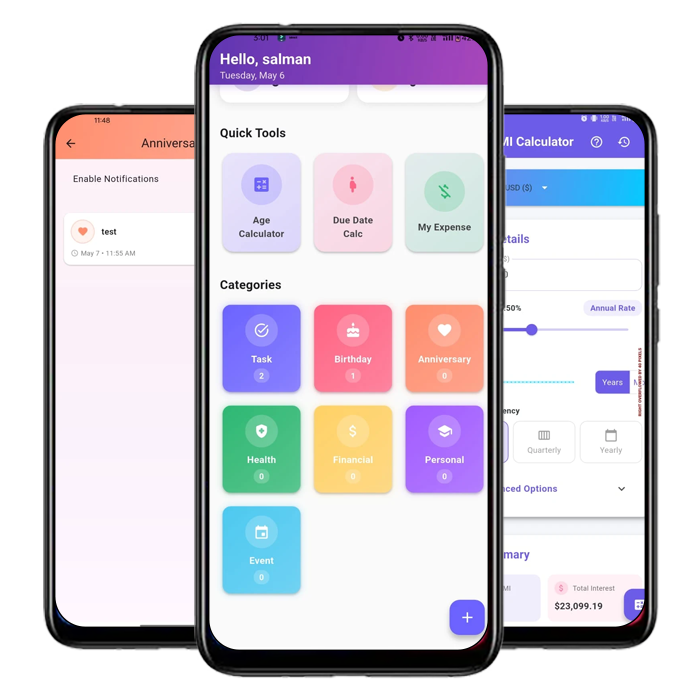 LifeMint App Screenshots - Offline Planner Interface