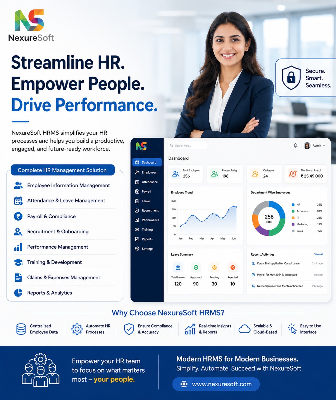 HR and Payroll Management Software Interface